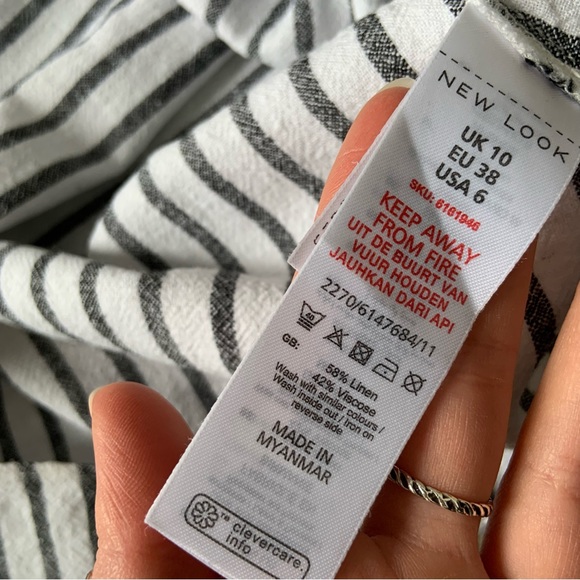 Linen blend striped midi dress - New Look Size 6 - Picture 7 of 7